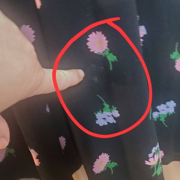 Asos Design Size 4 Waisted Midi Dark Floral Tea Dress 90s Y2K Phoebe Buffay FLAW - Picture 3 of 10